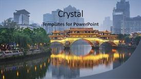  Presentation with pedestrian bridge - PPT theme with sichuan china at anshun bridge background and a light blue colored foreground