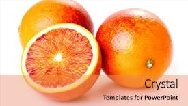  Presentation with blood - Audience pleasing presentation design consisting of sicilian blood oranges on white backdrop and a gold colored foreground