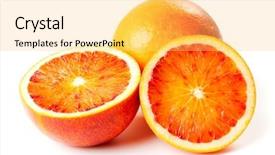  Presentation with blood - Presentation consisting of sicilian blood oranges on white background background and a yellow colored foreground