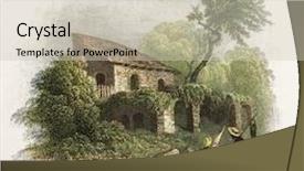  Presentation with old london - Amazing slide deck having sicilian cottage old illustration created backdrop and a soft green colored foreground