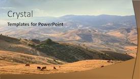  Presentation with grazing - Presentation theme consisting of sicilian-landscape-of-countryside-hills background and a light gray colored foreground