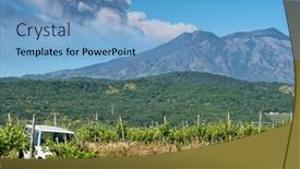  Presentation with vineyards - Amazing PPT theme having sicilian-vineyards-with-etna-volcano backdrop and a light blue colored foreground