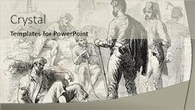  Presentation with journal - Audience pleasing PPT theme consisting of sicilian-volunteers-behind-the-barricade backdrop and a soft green colored foreground