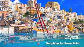  Presentation with coastal - PPT theme having sicily - beautiful coastal town sciacca background and a teal colored foreground