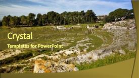  Presentation with roman ruins - Colorful PPT theme enhanced with sicily ruins of the roman backdrop and a tawny brown colored foreground