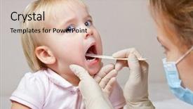  Presentation with pediatrician - Beautiful PPT layouts featuring children sick - pediatrician examining little girl's throat backdrop and a soft green colored foreground