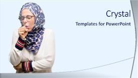  Presentation with woman muslim - Audience pleasing slides consisting of sick and coughing suffering asthma backdrop and a sky blue colored foreground