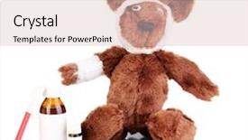  Presentation with vernier caliper bearing isolated - PPT theme enhanced with sick bear wrapped with bandage background and a lemonade colored foreground