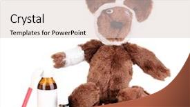  Presentation with vernier caliper bearing isolated - Beautiful PPT layouts featuring sick bear wrapped with bandage backdrop and a lemonade colored foreground