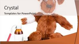  Presentation with vernier caliper bearing isolated - Presentation theme enhanced with sick bear wrapped with bandage background and a lemonade colored foreground