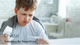  Presentation with temperature - Amazing slide deck having sick-boy-measures-the-temperature backdrop and a light blue colored foreground