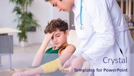  Presentation with pediatrician - Presentation theme consisting of sick-boy-visiting-young-male background and a sky blue colored foreground