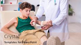  Presentation with pediatrician - Beautiful presentation theme featuring sick-boy-visiting-young-male backdrop and a coral colored foreground