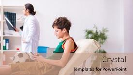  Presentation with pediatrician - Audience pleasing PPT layouts consisting of sick-boy-visiting-young-male backdrop and a coral colored foreground