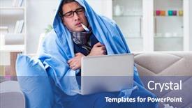  Presentation with sickness - Cool new presentation design with sick businessman working from home backdrop and a ocean colored foreground