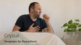  Presentation with covid bed - Cool new slide set with sick-caucasian-man-at-home backdrop and a mint green colored foreground