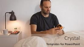  Presentation with covid bed - Cool new slide deck with sick-caucasian-man-spending-time backdrop and a coral colored foreground