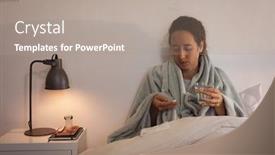  Presentation with covid bed - Audience pleasing PPT layouts consisting of sick-caucasian-woman-spending-time backdrop and a coral colored foreground