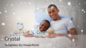  Presentation with sick child - Slide deck consisting of sick child against snow falling background and a light gray colored foreground