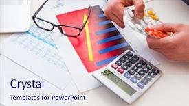  Presentation with finance - Presentation theme enhanced with sick due to bad results background and a sky blue colored foreground