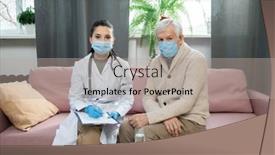  Presentation with masks - PPT theme with sick-elderly-patient-and-young background and a mint green colored foreground