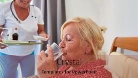  Presentation with water glass - Theme having sick-elderly-woman-in-bed background and a red colored foreground