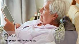  Presentation with video conference - Slide deck consisting of sick-elderly-woman-in-bed background and a  colored foreground