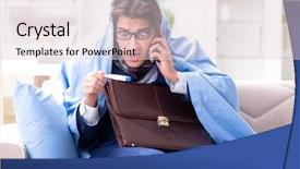  Presentation with employee engagement healthcare - Slide set consisting of sick employee staying at home background and a lemonade colored foreground