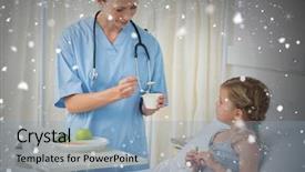  Presentation with feeding tube - Slides featuring sick girl against snow falling background and a  colored foreground