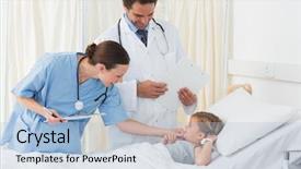  Presentation with metabolic doctor examining - Cool new slide set with sick girl in hospital ward backdrop and a light blue colored foreground