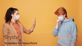  Presentation with infectious disease - Presentation theme consisting of sick-guy-in-protective-mask background and a yellow colored foreground