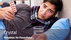  Presentation with medicines - Slide deck with sick-ill-man background and a dark gray colored foreground