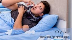  Presentation with medicines - Amazing slide set having sick-ill-man backdrop and a light blue colored foreground