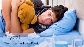  Presentation with medicines - Slide set featuring sick-ill-man background and a light blue colored foreground