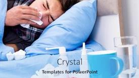  Presentation with medicines - Presentation theme consisting of sick-ill-man background and a light blue colored foreground