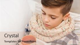  Presentation with childhood - Colorful slide set enhanced with sick kid - childhood healthcare people and medicine backdrop and a lemonade colored foreground