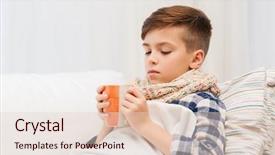  Presentation with childhood - Slide set enhanced with sick kid - childhood healthcare people and medicine background and a lemonade colored foreground