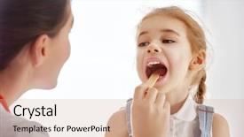  Presentation with sick child - Slide deck consisting of sick kid - doctor examining a child girl background and a coral colored foreground