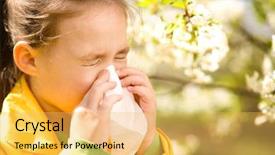  Presentation with spring tree - Audience pleasing presentation design consisting of sick kid - little girl is blowing her backdrop and a yellow colored foreground