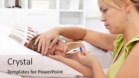  Presentation with fever - Colorful slide deck enhanced with sick kid with high fever backdrop and a coral colored foreground