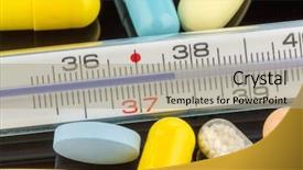  Presentation with leave - Colorful slides enhanced with sick leave - clinical thermometer and tablets symbolic backdrop and a mint green colored foreground