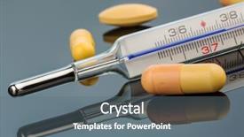  Presentation with fever - Audience pleasing presentation design consisting of sick leave - fever thermometer and tablets symbolic backdrop and a gray colored foreground