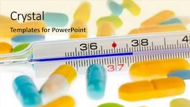  Presentation with students on tablets - Amazing PPT theme having sick leave - thermometer and tablets symbolic photo backdrop and a  colored foreground