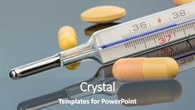  Presentation with effervescent tablets - Cool new presentation theme with sick leave - thermometer and tablets symbolic photo backdrop and a gray colored foreground