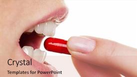  Presentation with tablet capsule - Audience pleasing presentation theme consisting of sick leave - woman takes one tablet backdrop and a coral colored foreground