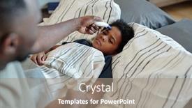  Presentation with body temperature - Colorful presentation theme enhanced with sick-little-boy-lying backdrop and a gray colored foreground