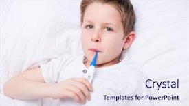  Presentation with body temperature measurement - Audience pleasing presentation consisting of sick little boy measuring temperature backdrop and a sky blue colored foreground