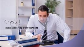  Presentation with employee - Amazing slide deck having sick-male-employee-suffering backdrop and a lemonade colored foreground