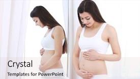  Presentation with pregnant woman in hospital - Colorful PPT theme enhanced with sick mama - beautiful pregnant woman looking backdrop and a lemonade colored foreground