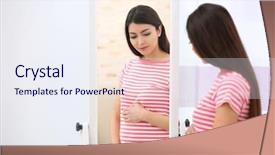  Presentation with medicine pregnant woman - Colorful presentation theme enhanced with sick mama - beautiful pregnant woman looking backdrop and a  colored foreground